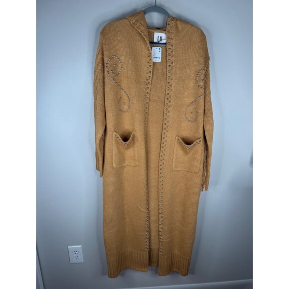 Free People Understated Leather Southern Charm Studded Cardigan S XS Fringe NWT - Picture 6 of 9